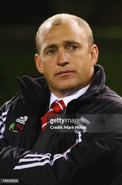 Dragons coach Nathan Brown is pictured during the round 11 NRL match between the Canberra Raiders and the St. George Illawarra Dragons at Canberra...