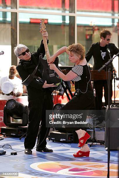 Singer Deborah Harry and guitarist Chris Stein of Blondie performs on the NBC "Today" Show summer concert series in Rockefeller Center on May 25,...
