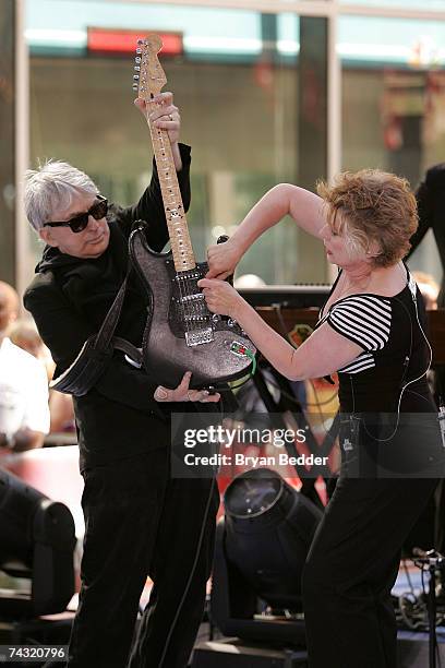 Singer Deborah Harry and guitarist Chris Stein of Blondie performs on the NBC "Today" Show summer concert series in Rockefeller Center on May 25,...