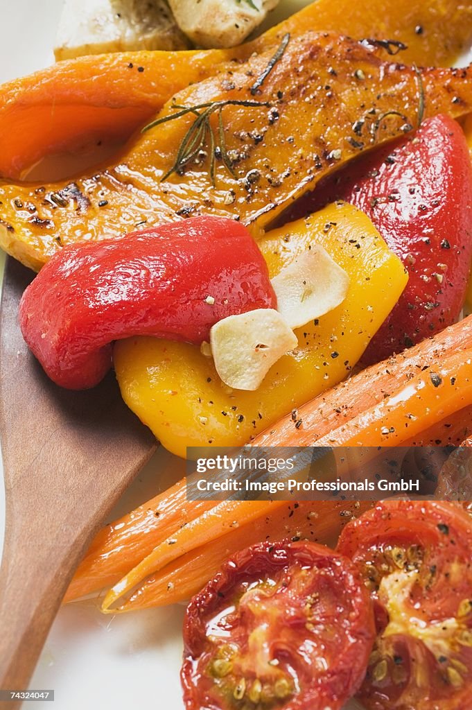 Roasted vegetables (pumpkin, peppers, carrots, tomatoes)