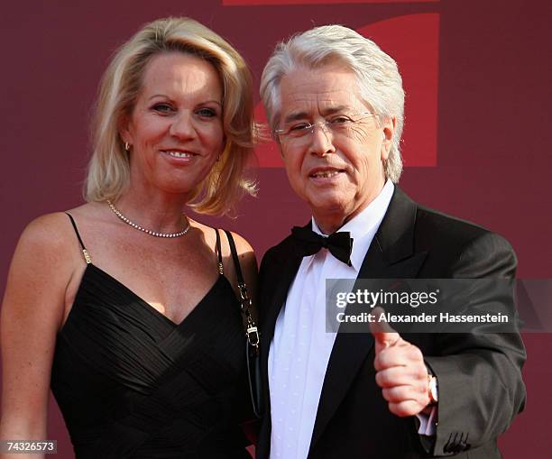 Frank Elstner arrives with his wife Britta Gessler for the 'Blauer Panther' Bavarian Television Award 2007 Ceremony at the Prinzregenten Theater on...