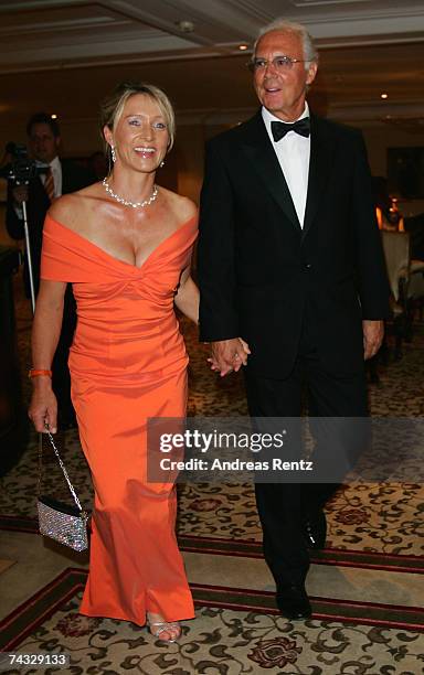 Football manager Franz Beckenbauer and his wife Heidi Beckenbauer arrive at the Golden Sportpyramide Award at the Adlon Hotel on May 25, 2007 in...