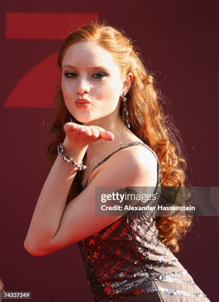 Model Barbara Meier arrives for the 'Blaue Panther' Bavarian Television Award 2007 Ceremony at the Prinzregenten Theater on May 25, 2007 in Munich,...