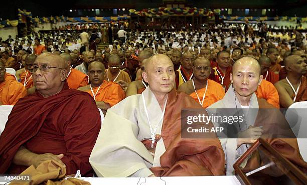 Nakhon Pathom, THAILAND: Hundreds of buddhist monks attend the 4th International Buddhist Conference on the United Nations Day of Vesak, in Nakhon...