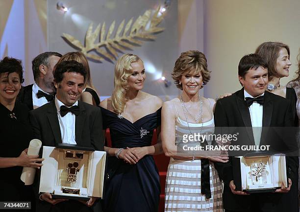 Israeli directors Shira Geffen and Etgar Keret winner of the Camera d'Or for best first film prize for their film 'Meduzot' and Romanian director...
