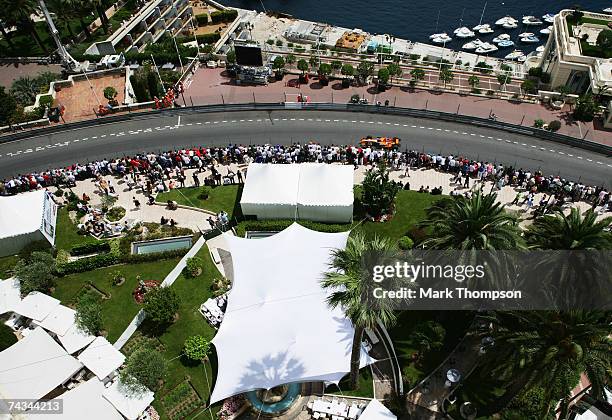 Crowds watch as the cars enter Casino Square during the Monaco Formula One Grand Prix at the Monte Carlo Circuit on May 27, 2007 in Monte Carlo,...