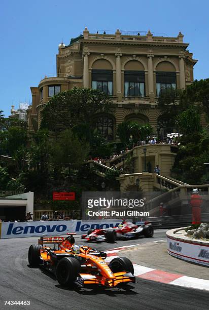 Adrian Sutil of Germany and Spyker F1 drives during the Monaco Formula One Grand Prix at the Monte Carlo Circuit on May 27, 2007 in Monte Carlo,...
