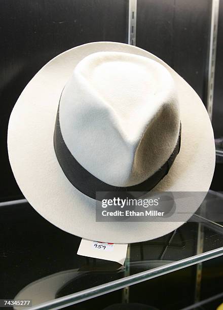 Michael Jackson's white fedora is on display at The Joint music venue inside the Hard Rock Hotel & Casino May 27, 2007 in Las Vegas, Nevada....