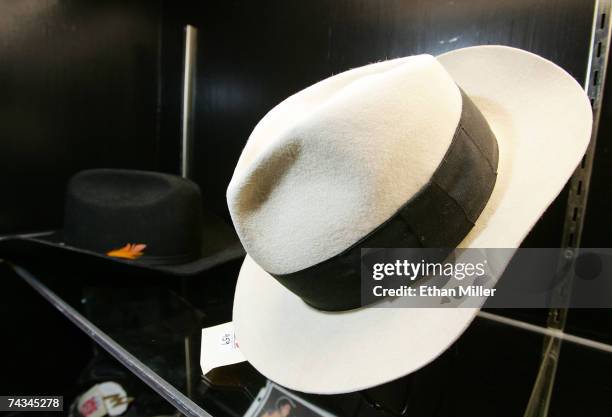 Michael Jackson's white fedora is on display at The Joint music venue inside the Hard Rock Hotel & Casino May 27, 2007 in Las Vegas, Nevada....