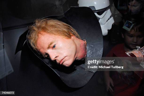 Original Mark Hamill head prop used in "Star Wars, Episode V: The Empire Strikes Back" on display at the "Star Wars Celebration IV" convention, held...
