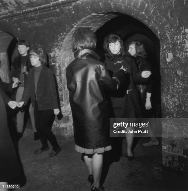 Young men and women in the Cavern Club, Liverpool, April 1963.