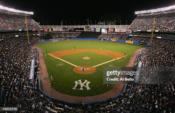 General view shows the scoreboard during the New York Yankees game against the Boston Red Sox on May 23, 2007 at Yankee Stadium in The Bronx, New...