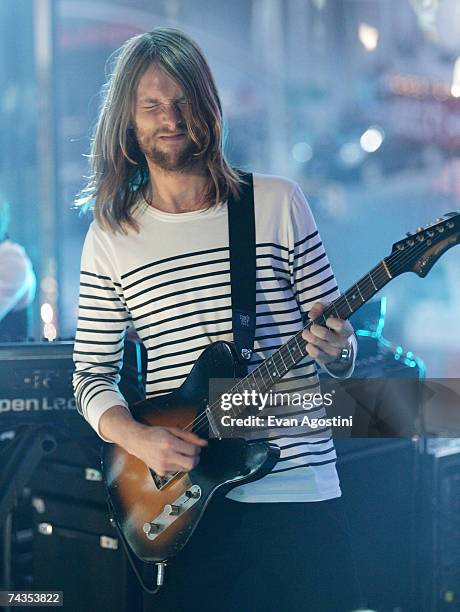 Actor Maroon 5 guitarist James Valentine performs on MTV's Total Request Live on May 29, 2007 in New York City.