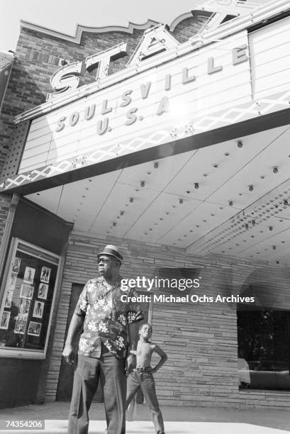 Singer Rufus Thomas stands outside Stax Records on August 8, 1968 in Memphis, Tennessee.