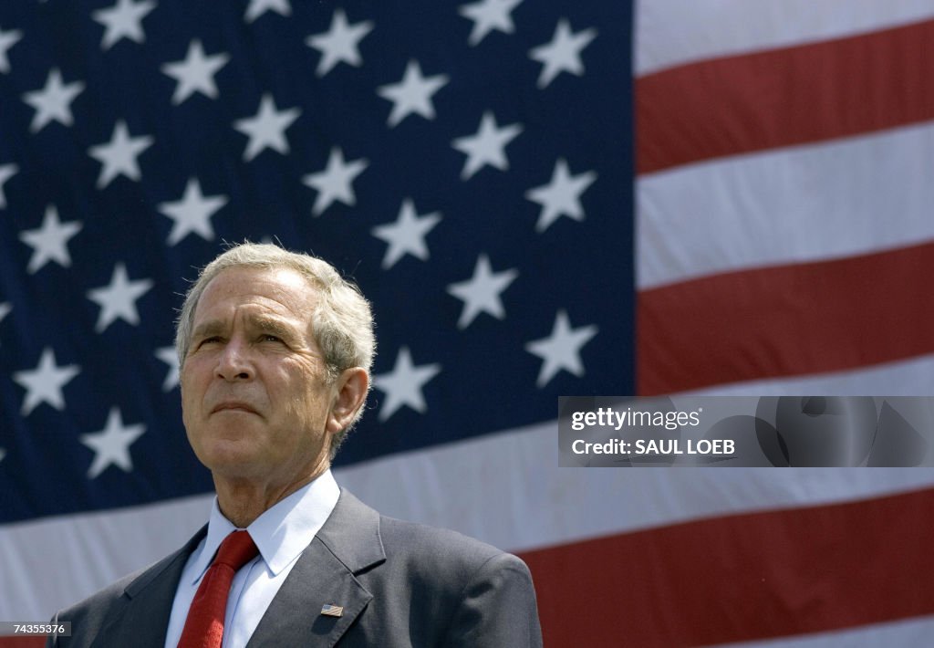 US President George W. Bush prepares to...