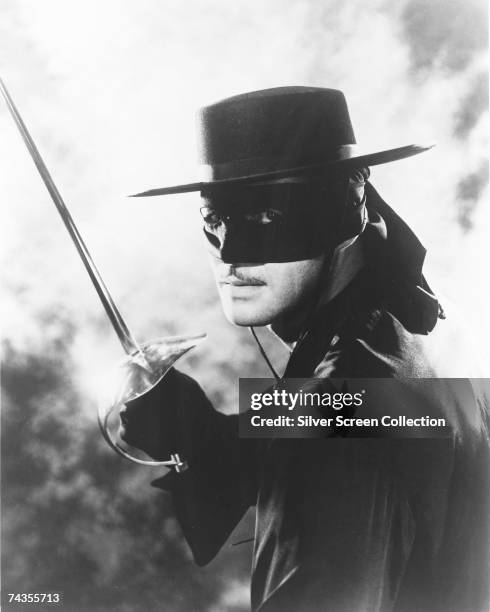 American actor Guy Williams as Don Diego de la Vega/Zorro in the TV series 'Zorro', 1957.