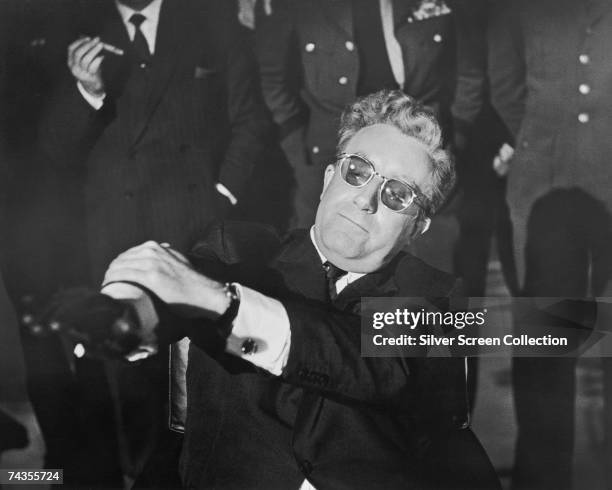 English actor Peter Sellers in the title role of 'Dr. Strangelove', directed by Stanley Kubrick.