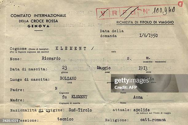 This document released 30 May, 2007 by the International Committee of the Red Cross in Geneva shows the Red Cross Travel document n? 100'940 with the...