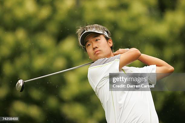 Kevin Na hits a shot during the second round of the 2007 Crowne Plaza Invitational At Colonial tournament in Fort Worth, Texas at Colonial Country...