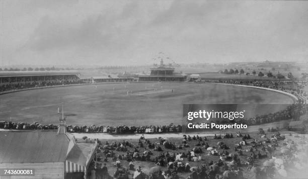 Match in progress at Sydney Cricket Ground, Sydney, Australia, circa 1880.