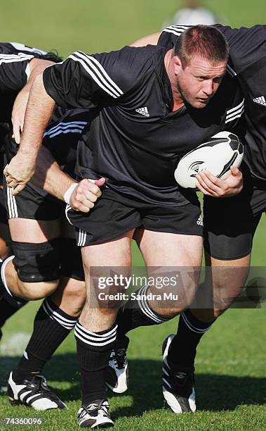 Campbell Johnstone in action during a Junior All Blacks training session held at North Harbour Stadum May 31, 2007 in Auckland, New Zealand.