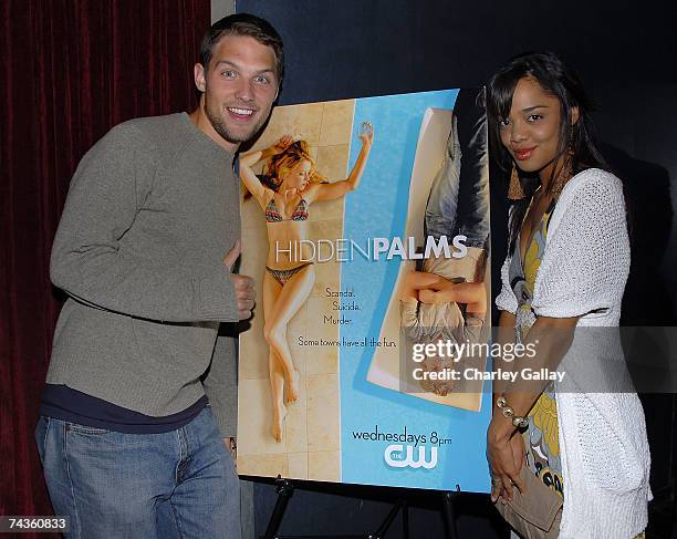 Actor Michael Cassidy and actress Tessa Thompson attend the premiere party for "Hidden Palms" hosted by Kevin Williamson and Lionsgate Television at...