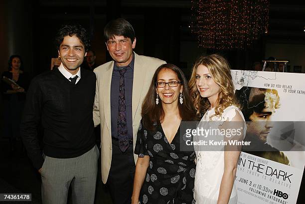 Actor/director Adrian Grenier, his father John dunbar, his mother Karesse Grenier and HBO's Sara Bernstein pose at the premiere of HBO Documentary...