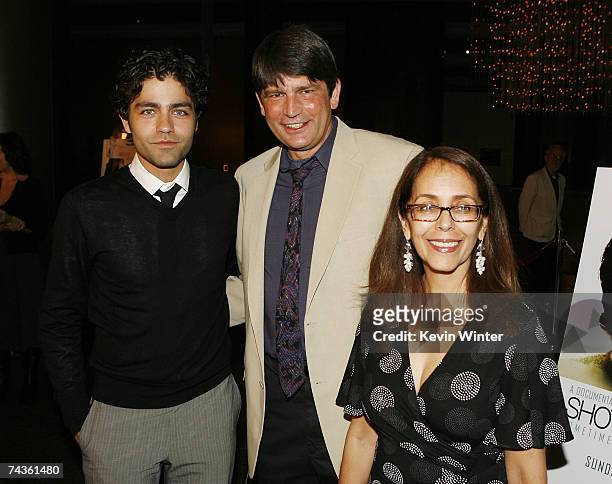 Actor/director Adrian Grenier , his father John Dunbar and his mother Karesse Grenier pose at the premiere of HBO Documentary Films' "Shot in the...