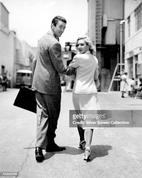 American actor James Stewart with a female companion, possibly American actress Florence Rice , circa 1939.
