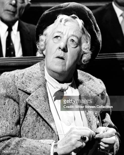 English comic actress Margaret Rutherford stars as Miss Marple in the film 'Murder Most Foul', 1964.