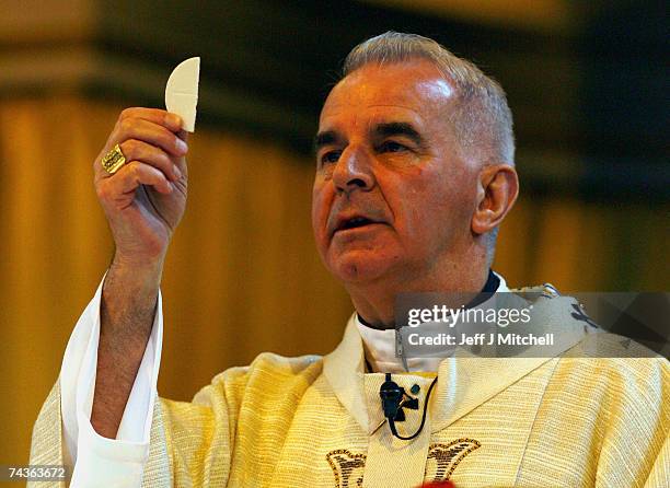 Cardinal Keith O'Brien takes mass at St Mary's Cathedral on May 31, 2007 in Edinburgh, Scotland. The Cardinal has urged voters to reject politicians...