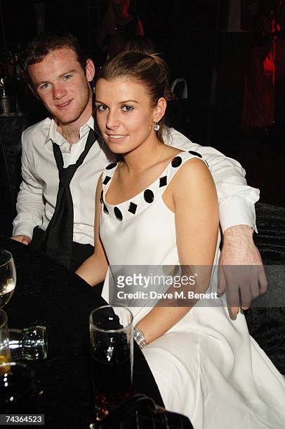 Football player Wayne Rooney and fiancee Coleen McLoughlin attend the Max Beesley And Ryan Giggs Golf Classic And Dinner at the Belfry Golf Club May...