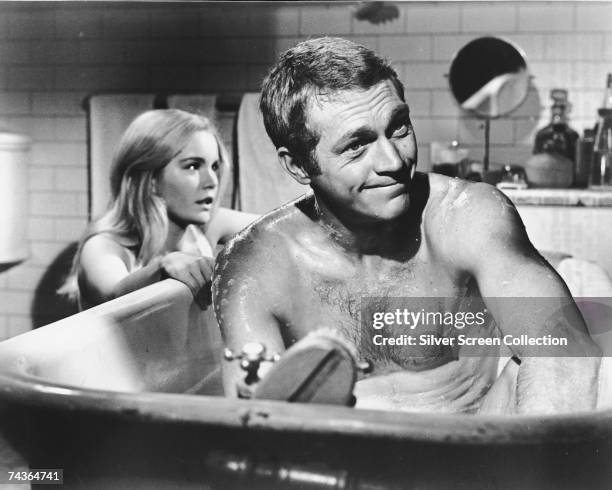 American actor Steve McQueen stars as Eric Stoner alongside Tuesday Weld as Christian Rudd in 'The Cincinnati Kid', directed by Norman Jewison, 1965.