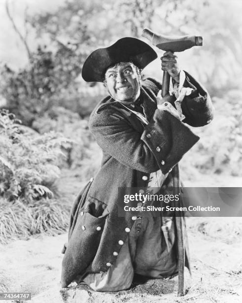 English actor Robert Newton stars as fictional pirate Long John Silver in one of the films based on Robert Louis Stevenson's classic children's novel...