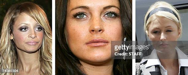By Tangi Quemener, Entertainment-drug-crime The file photos show actress Nicole Richie in Los Angeles on 20 September 2006, actress Lindsay Lohan in...