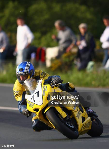 Alan Connor rides during practice for the 2007 Isle of Man Tourist Trophy races on May 31, 2007 in Ramsey, Isle of Man, United Kingdom.