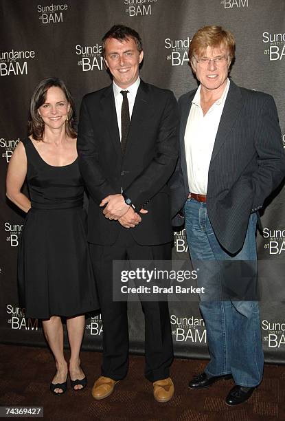 Actress Sally Field, director Garth Jennings and Robert Redford attend the opening night celebration for Sundance Institute at BAM May 31, 2007 in...