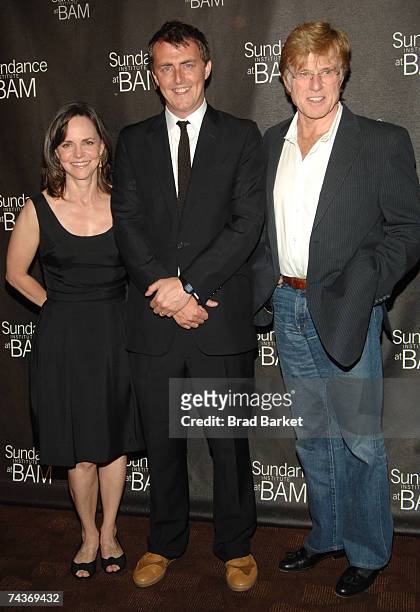 Actress Sally Field, director Garth Jennings and Robert Redford attend the opening night celebration for Sundance Institute at BAM May 31, 2007 in...