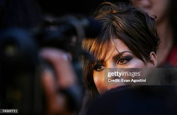 Television personality Paula Abdul gives an interview before the Fragrance Foundation's 35th Annual FiFi Awards at the World Financial Center on May...