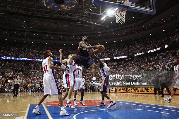 Of the Cleveland Cavaliers makes the game winning shot against the Detroit Pistons in Game Five of the Eastern Conference Finals during the 2007 NBA...