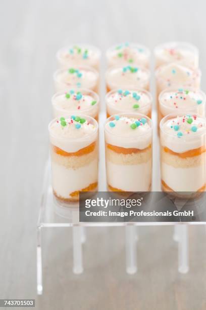 push-up cake pops with mandarins and sugar pearls - push cake stock pictures, royalty-free photos & images