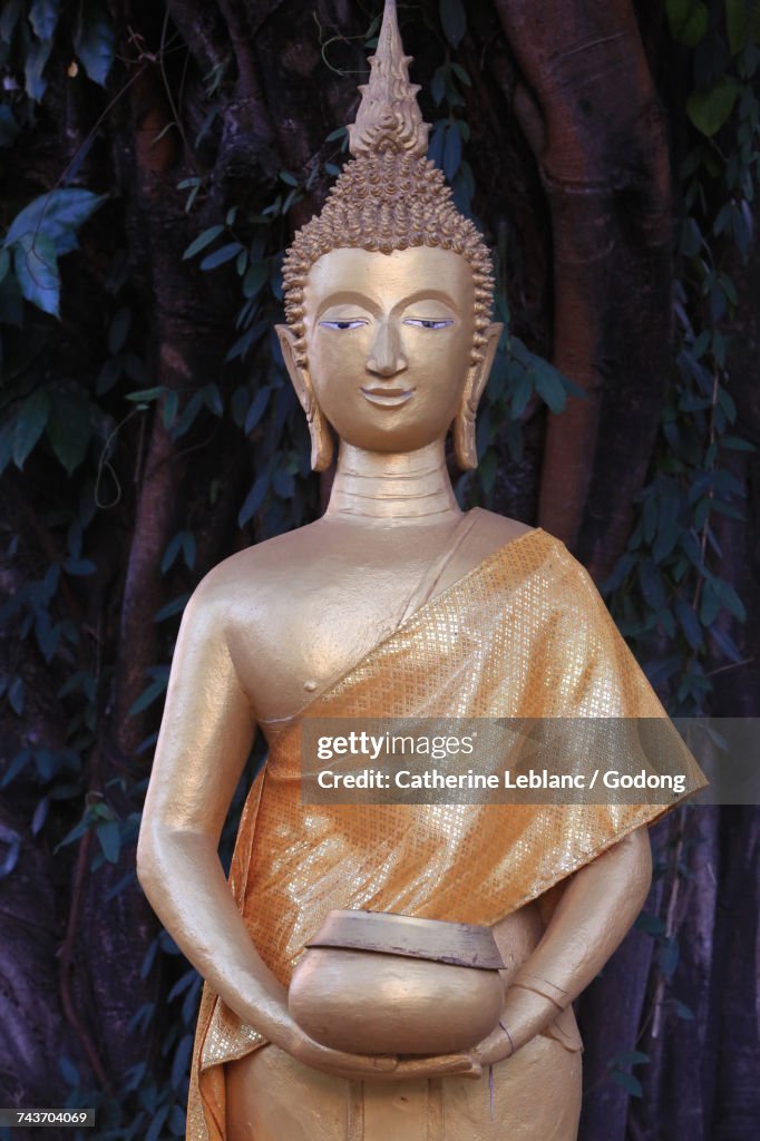 Buddha Wednesday. Alm bowl. Wat Inpeng. Vientiane. Laos. Laos.