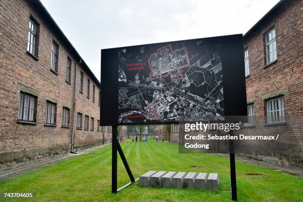auschwitz concentration camp perimeter. krakow. &#10; poland. - nazi concentration camp stock pictures, royalty-free photos & images