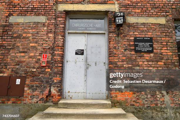 auschwitz concentration camp perimeter. krakow. &#10; poland. - nazi concentration camp stock pictures, royalty-free photos & images