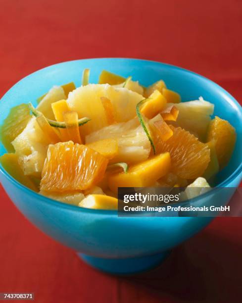 pineapple,orange,mango and lime fruit salad - mango stock pictures, royalty-free photos & images