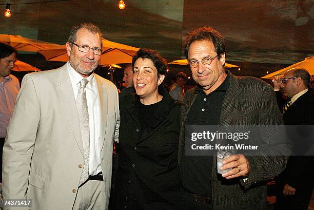 Actor Ed O' Neill , president of HBO Entertainment Carolyn Strauss, and executive producer David Milch pose together at the after-party for the LA...