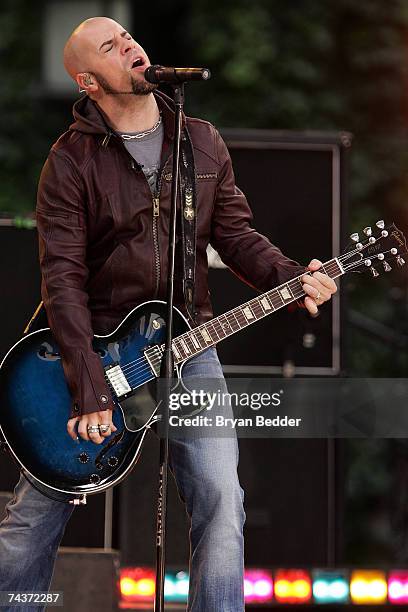 Musician Chris Daughtry performs on ABC's Good Morning America at Bryant Park on June 1, 2007 in New York City.