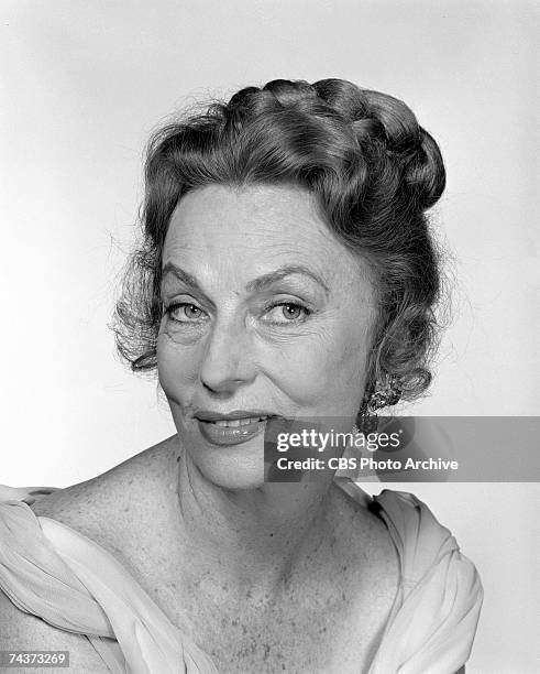 Promotional portrait of American actress Agnes Moorehead in 'Poor Mr. Campbell,' May 1962.