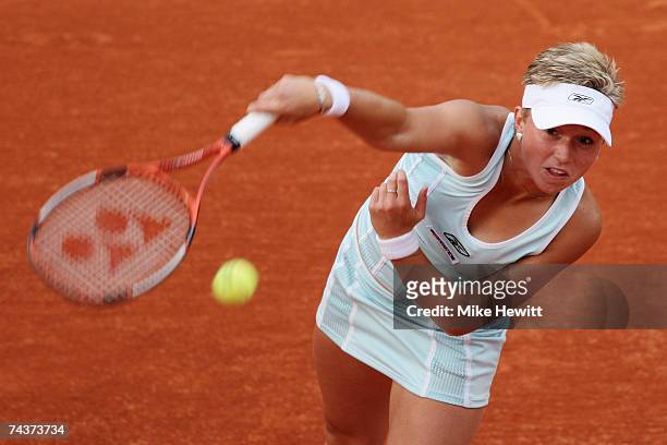 Michaella Krajicek of Netherlands in action against Serena Williams of United States of America during the Women's Singles 3rd round match on day six...