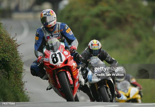 Sandor Bitter exits Kirk Michael during practice of the Isle of Man TT Races June 1, 2007 in Kirk Michael, in Isle of Man, United Kingdom.